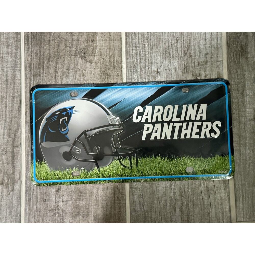 New NFL Carolina Panthers Metal License Plate w. NFL Official seal